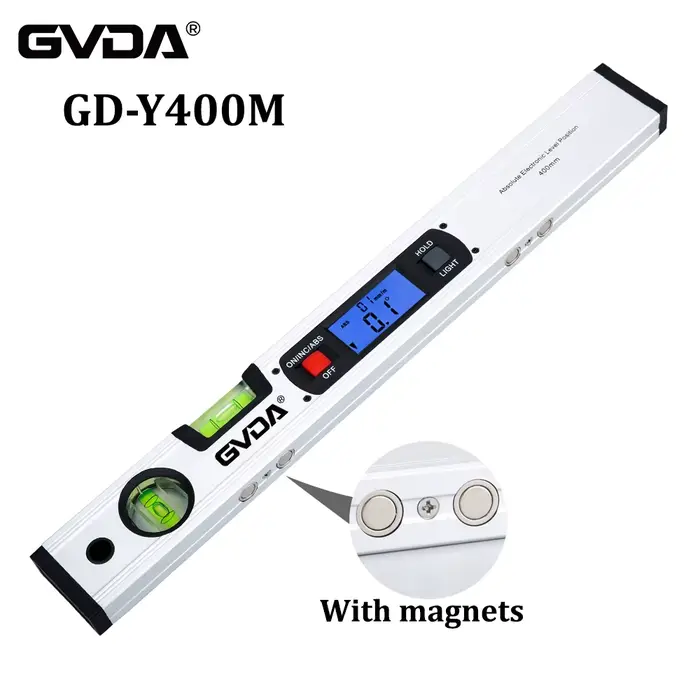 GVDA Niveau numérique magnétique en aluminium, rapporteur d'angle, inclinomètre électronique 400MM,