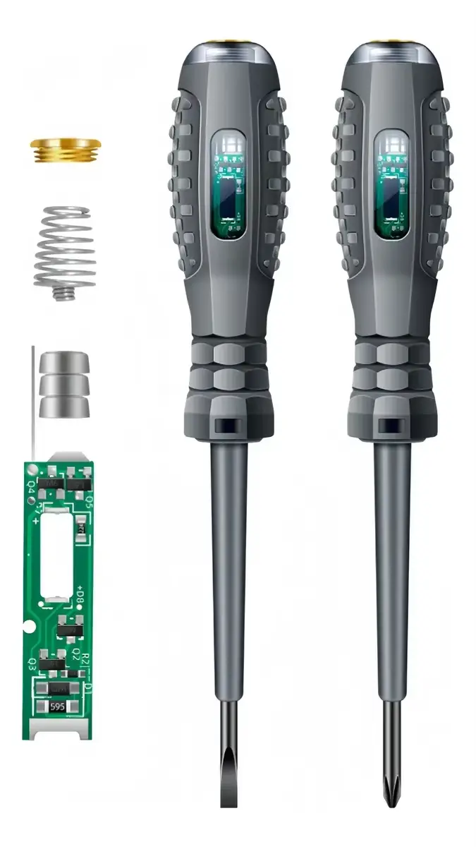 Jeu de tournevis électriques 2 pièces avec testeur de tension LED, tournevis plats et Phillips isolé