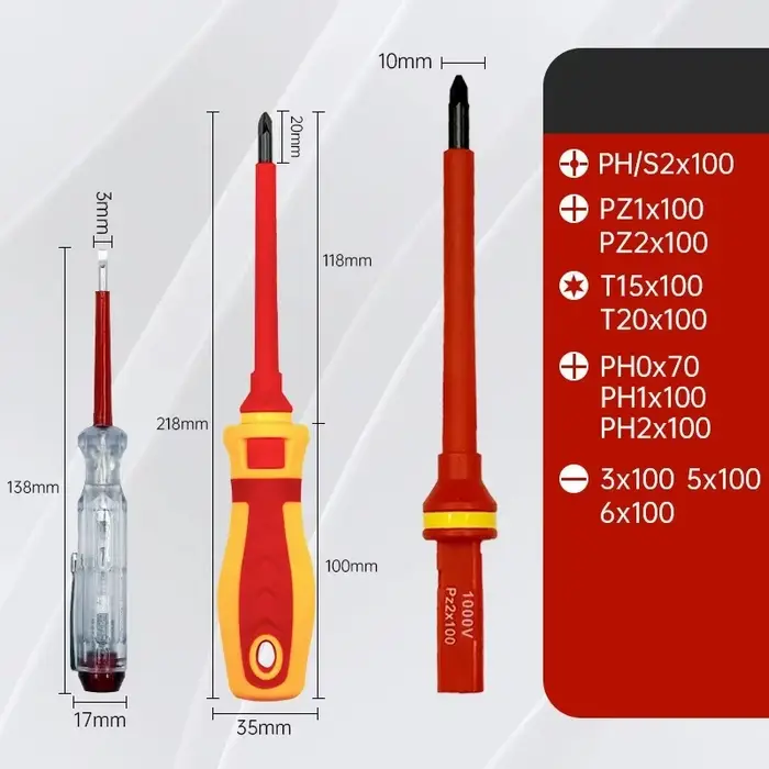 Jeu de tournevis magnétiques Phillips à fente Torx professionnel 1000V isolé CRV électricien