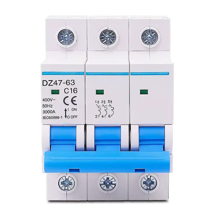 Disjoncteur sur Rail Din triphasé DZ47-63 3P 16-63A