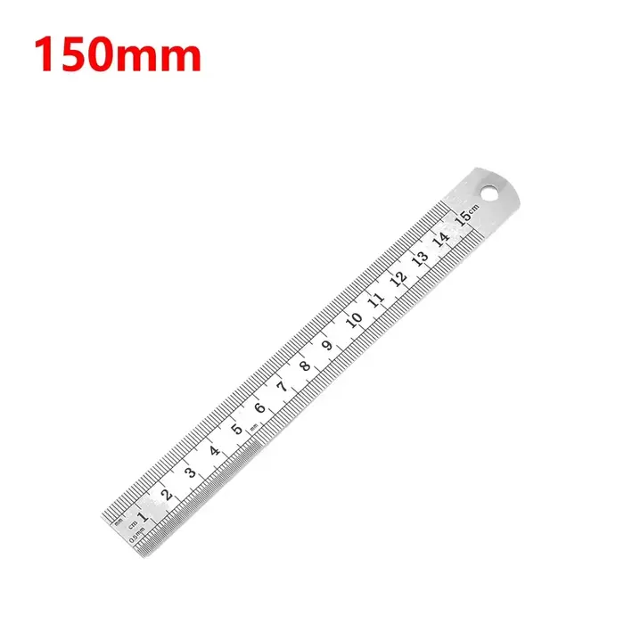 Règle droite en acier inoxydable, échelle métallique 150mm/500mm, papeterie de mesure, accessoire de