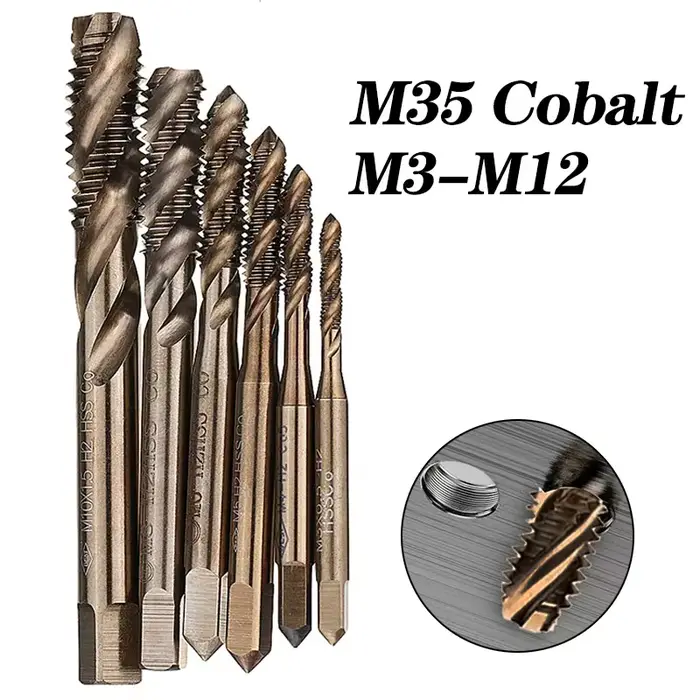 Machine à flacons en spirale M3-M12 HSS-Co Cobalt M35, tarauds à vis métrique, filetage droit, perce