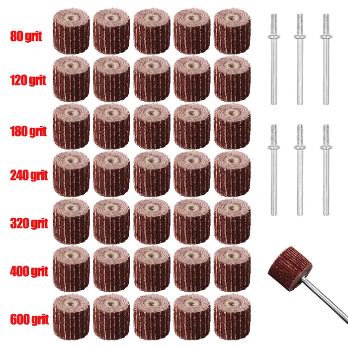 Roues de ponçage à lamelles de 10mm, 23 pièces, pour accessoires Dremel, meuleuse, ponceuse à clapet