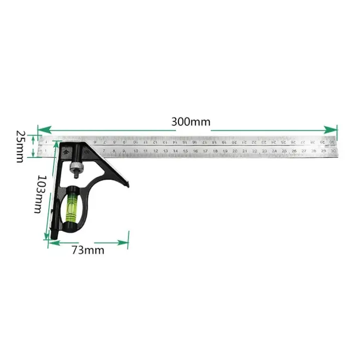 Règle carrée combinée d'angle en acier inoxydable de 300mm