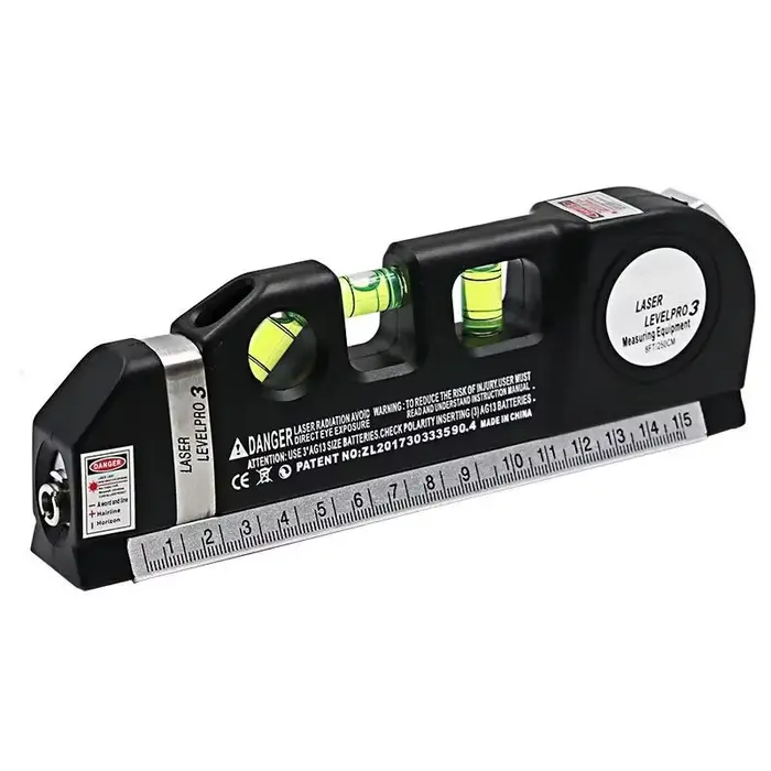 Niveau laser multifonctionnel, outil de nivellement laser à lignes croisées avec ruban à mesurer sta