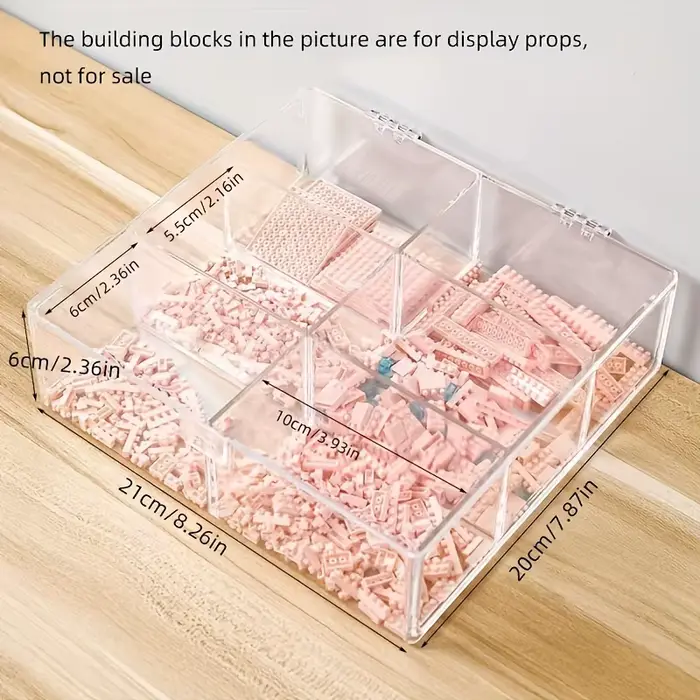 Boîte de Rangement Transparente à 6 Compartiments pour décennie s de Construction, Conteneur pour Pe