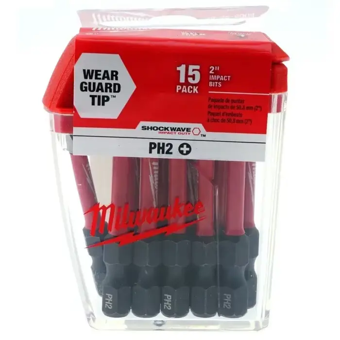 MILWAUKEE Shockwave 2 "ensemble d'embouts de tournevis 15 pièces HSS robuste résistant à l'usure accessoires pour outils électriques 48-32-5004