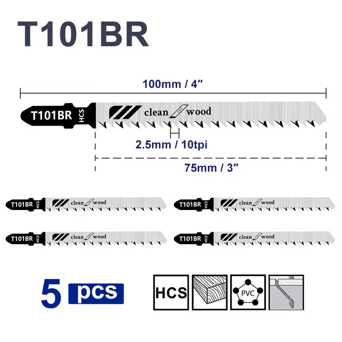 CMCP lame de scie sauteuse 5 pièces T101BR jeu de lames de scie sauteuse tige en T lames de scie ass