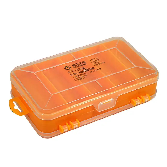 Mallette de rangement Double face pour petites pièces, compartiment en plastique, boîte à outils, or