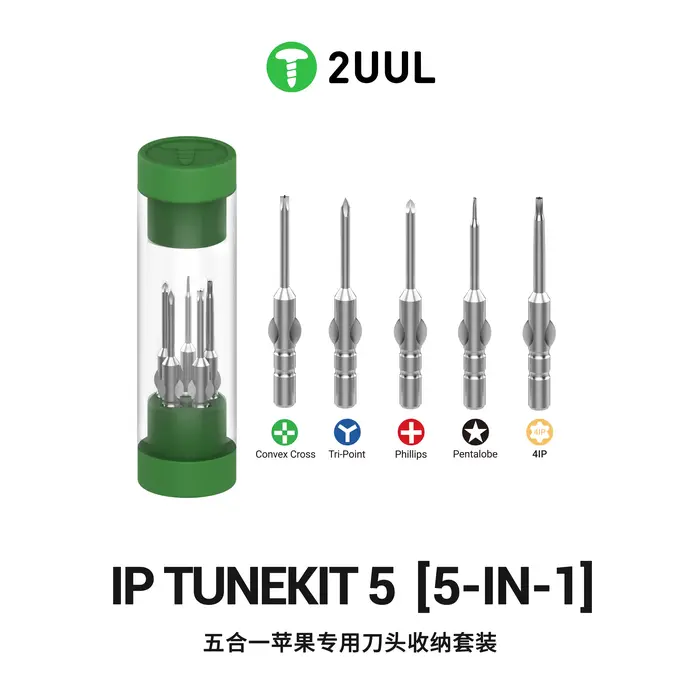 Jeu de tournevis 5-en-1 2UUL pour appareils IP avec embouts magnétiques 4IP 0.8 1.2/1.5 0.6 2.5 mm p
