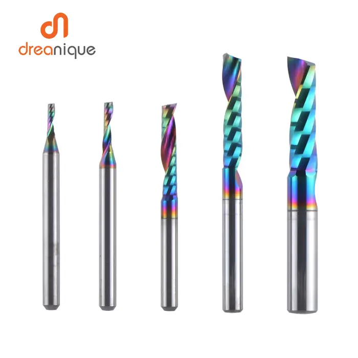 1 pièce Fraise spirale en carbure à une dent AAAAA 3.175, 4, 5, 6 mm pour aluminium, gravure 3D, tra