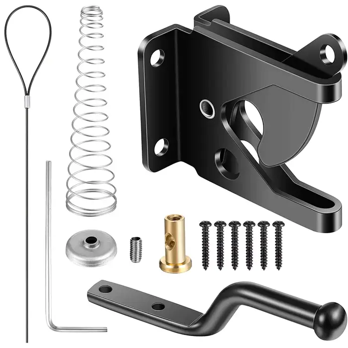 Loquet de porte autobloquant en acier au carbone, loquet de porte de clôture monté sur poteau, levie
