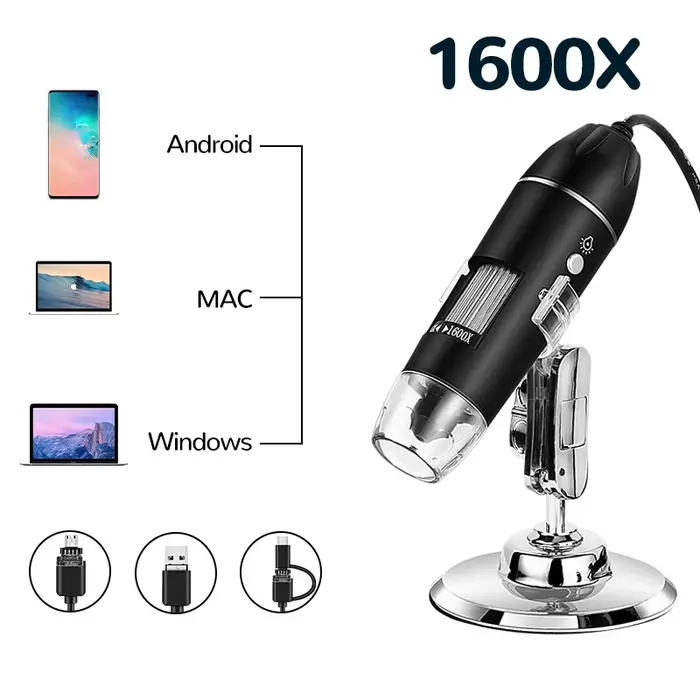 RIEVBCAU Microscope numérique USB 500X 1000X 1600X