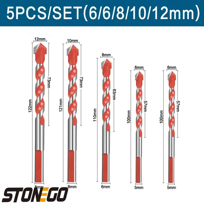 STONEGO 5 pièces forets multifonctionnels carreaux de mur en céramique marbre verre trou de poinçonnage scie de travail