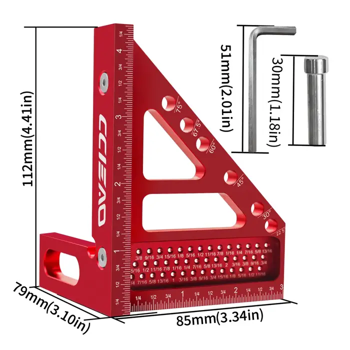 Règle de mesure multi-angle impériale 3D