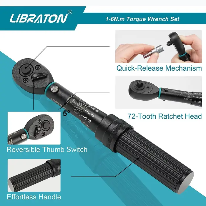 Clé dynamométrique pour vélo 1/4 ''1-6Nm