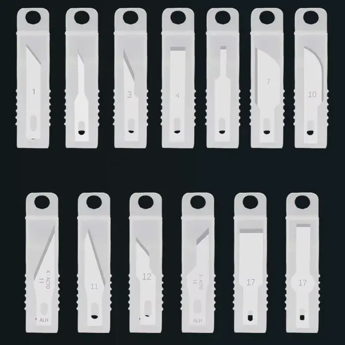100 lames de couteau en métal antidérapantes gravées, couteaux de découpe, couteaux artisanaux pour