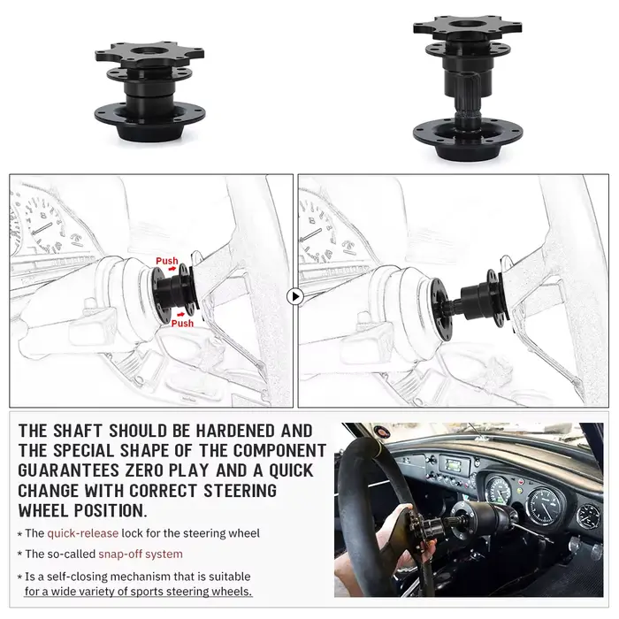 Nouveau volant à dégagement rapide adaptateur de moyeu Kit de moyeu de volant: or noir rouge bleu ar