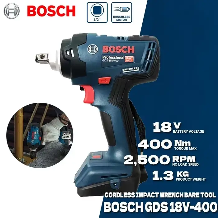BOSCH GDS18V-400 clé à chocs sans fil outil nu 18V 400Nm clé électrique sans brosse à couple élevé o