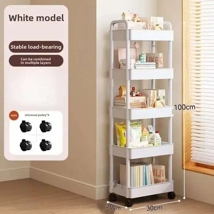 Chariot de rangement roulant multifonctionnel avec étagère ouverte