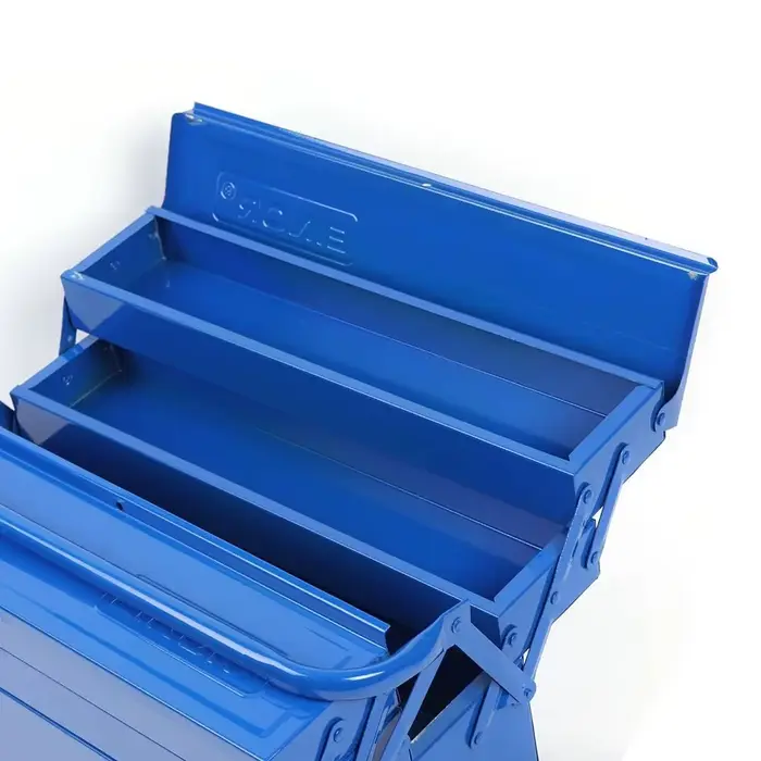 Boîte à outils métallique robuste à 2 niveaux pour rangement embarqué