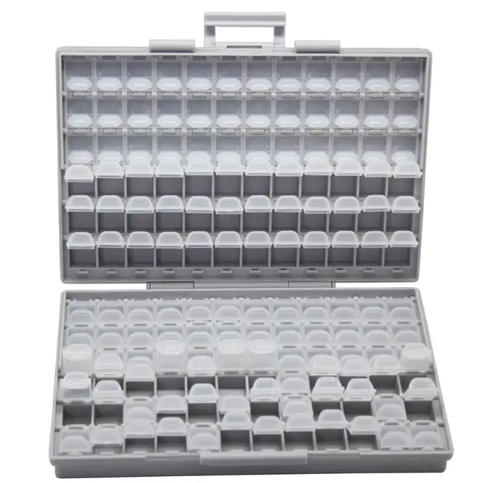 AideTek-Boîte à outils en plastique, 144 compartiments, résistance SMD, puzzles, rangement de perles