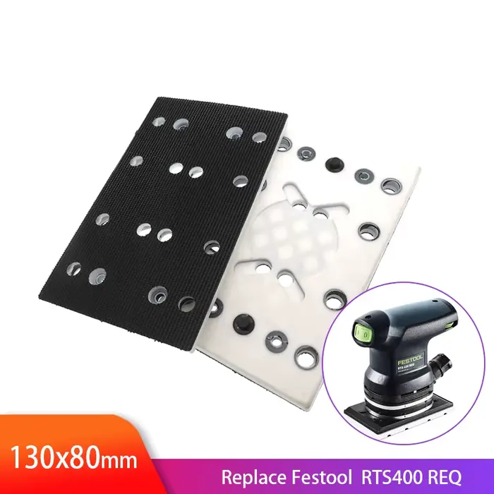 Tampon de ponçage à crochet et boucle 130x80mm, plaque de remplacement à 12 trous pour Festool RTS 4