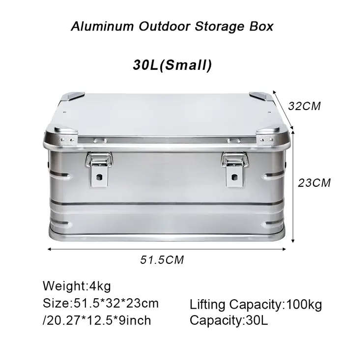 60-80L boîte de rangement extérieure Camping pique-nique voyage en alliage d'aluminium grande capaci