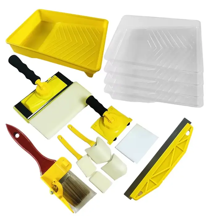 Kit d'outils de peinture A69epaint avec bac à peinture et pinceau - 15 pièces 360 ° Poignée rotati