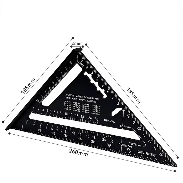 Règle triangulaire de 7 pouces, outil de mesure, alliage, outils de charpentier, MeaccelerAngle, vit