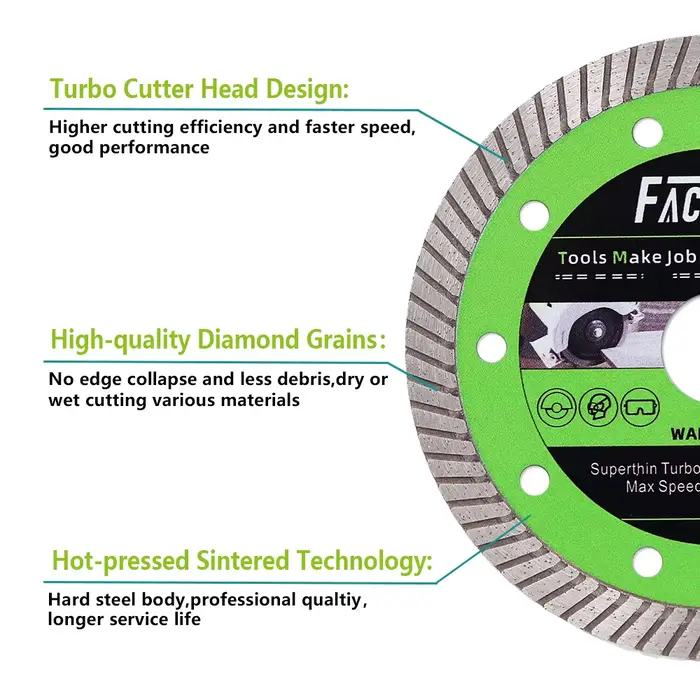 FACHLICH 1/2/5 pièces 4/4.5/5 pouces lames de scie Turbo Super-minces disque de coupe pour carreaux 