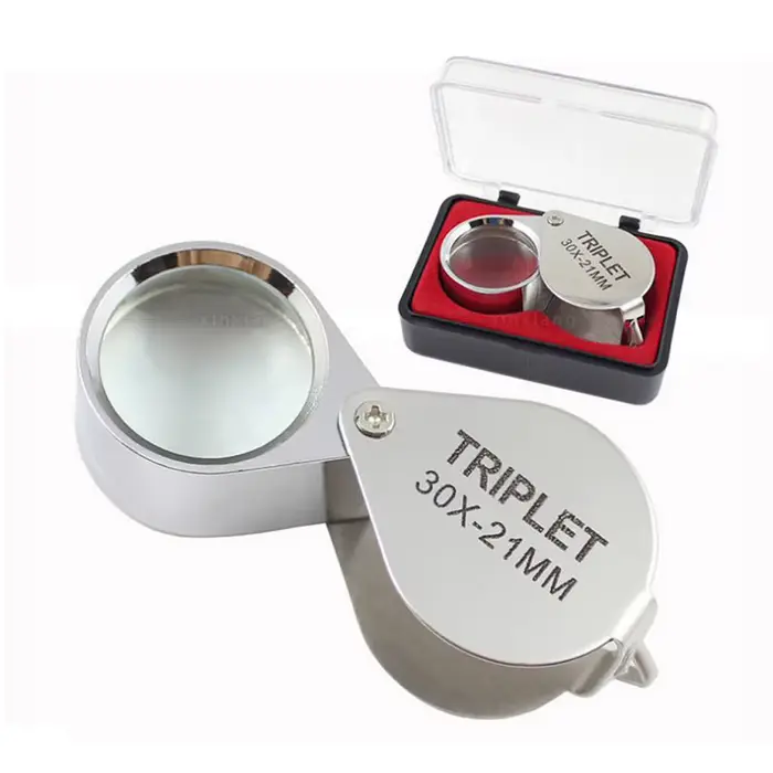 Loupe de poche pliable 30X 21MM en métal pour bijoux