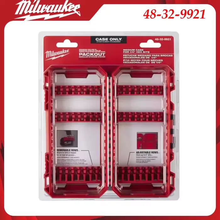 Boîte de rangement pour embouts hexagonaux de 1/4 po Milwaukee 48-32-9921 PACKOUT, boîte de rangemen