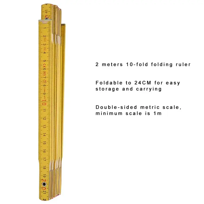 Règle pliante de 2M, outil de mesure de charpentier en bois