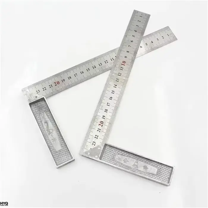 Règle d'angle droite en aluminium de 250/300 mm avec poignée en acier inoxydable et échelle de mesure