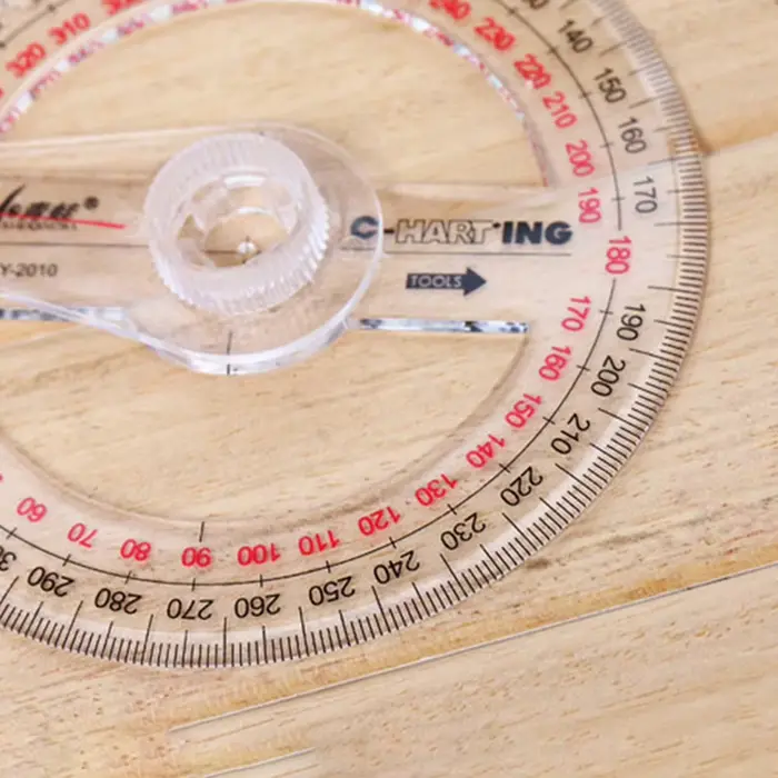 Règle de mesure en plastique à distance du bras, pointeur résistant à 360, rapporteur d'angle, mesur