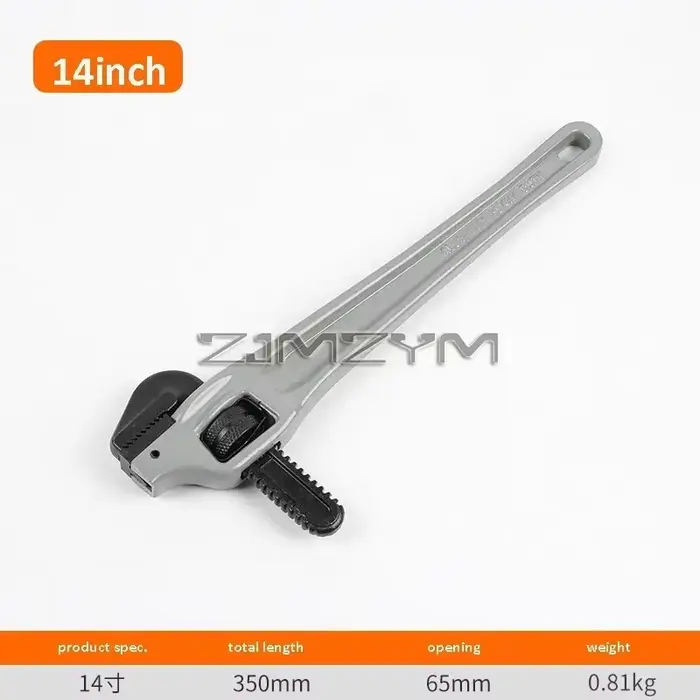 1 clé à tuyau 14 "18" 24 ", poignée en alliage d'aluminium, acier au chrome-molybdène 90 ° Pince t