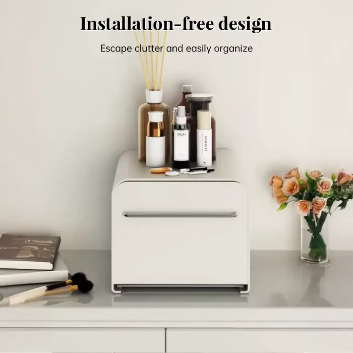 1 boîte de rangement moderne et simple avec tiroir en métal : étanche