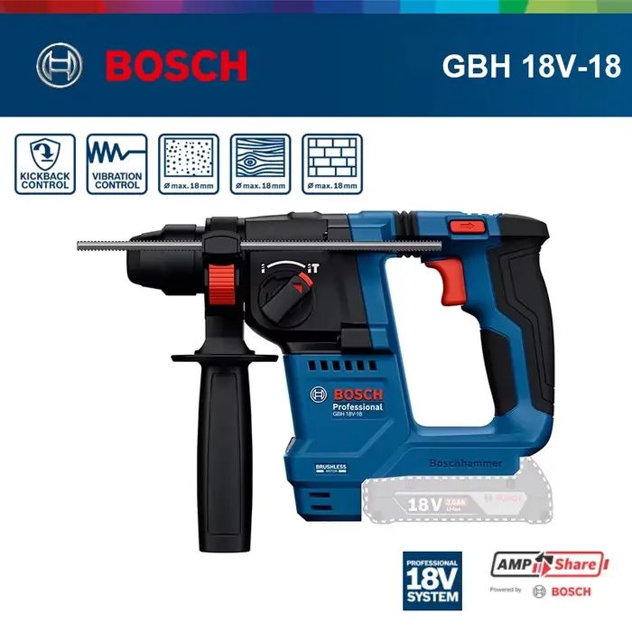 ‌ Bosch GBH 18V-18 GBH 18V-18 X perceuse à percussion rotative sans fil légère sans brosse outil éle