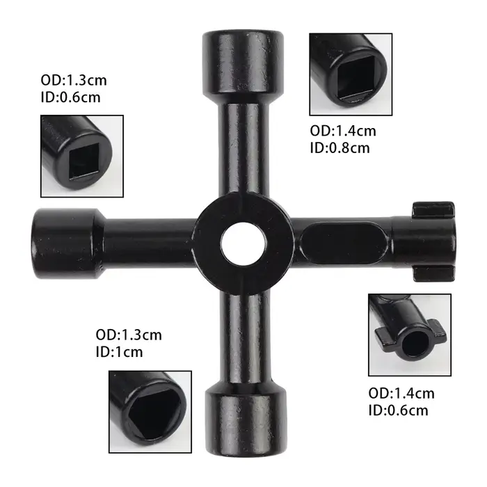 4 Voies Croix Triangle Clé Clé Universel Électrique Cabinet Clés Utilitaire Clé Fit pour Robinet
