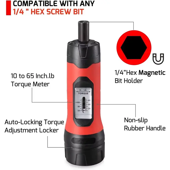 Tournevis dynamométrique réglable 10-60 po/lbs