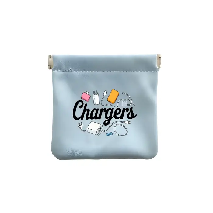Pochette de rangement compacte en PU avec ouverture métallique