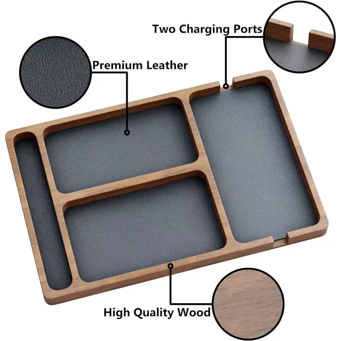 Boîte d'organisation de rangement de bureau en bois avec compartiments pour lunettes