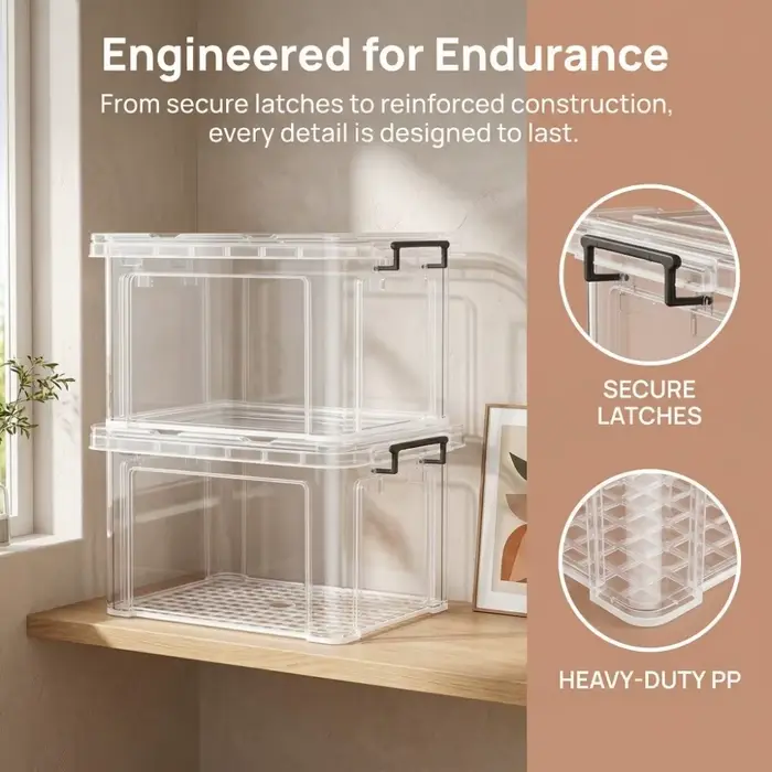 Boîtes de rangement transparentes durables