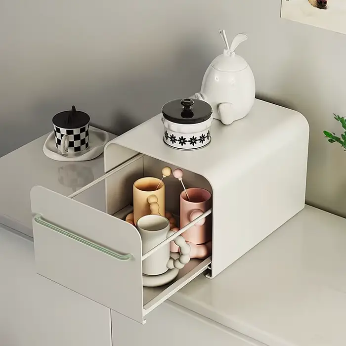 1 boîte de rangement moderne et simple avec tiroir en métal : étanche