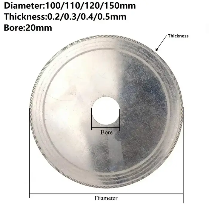 Disque de coupe diamant, alésage de 20mm, lame de scie Super fine pour pierre de verre, pierre préci