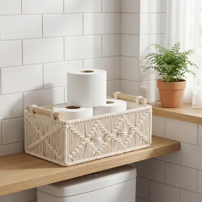 Boîte de rangement avec poignées en bois