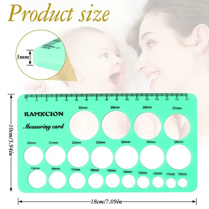 Règle de mesure de mamelon en silicone souple