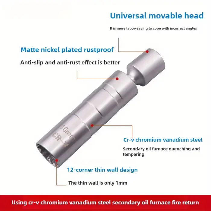 Adaptateur de clé à douille de bougie d'allumage de 14mm/16mm-outil de retrait