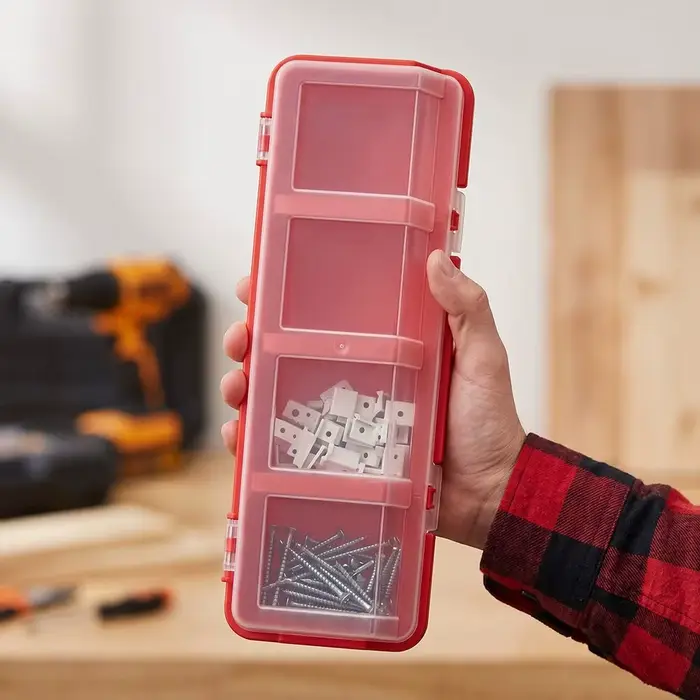 Lot de 3 boîtes de rangement à 4 compartiments avec couvercle pour vis et pièces
